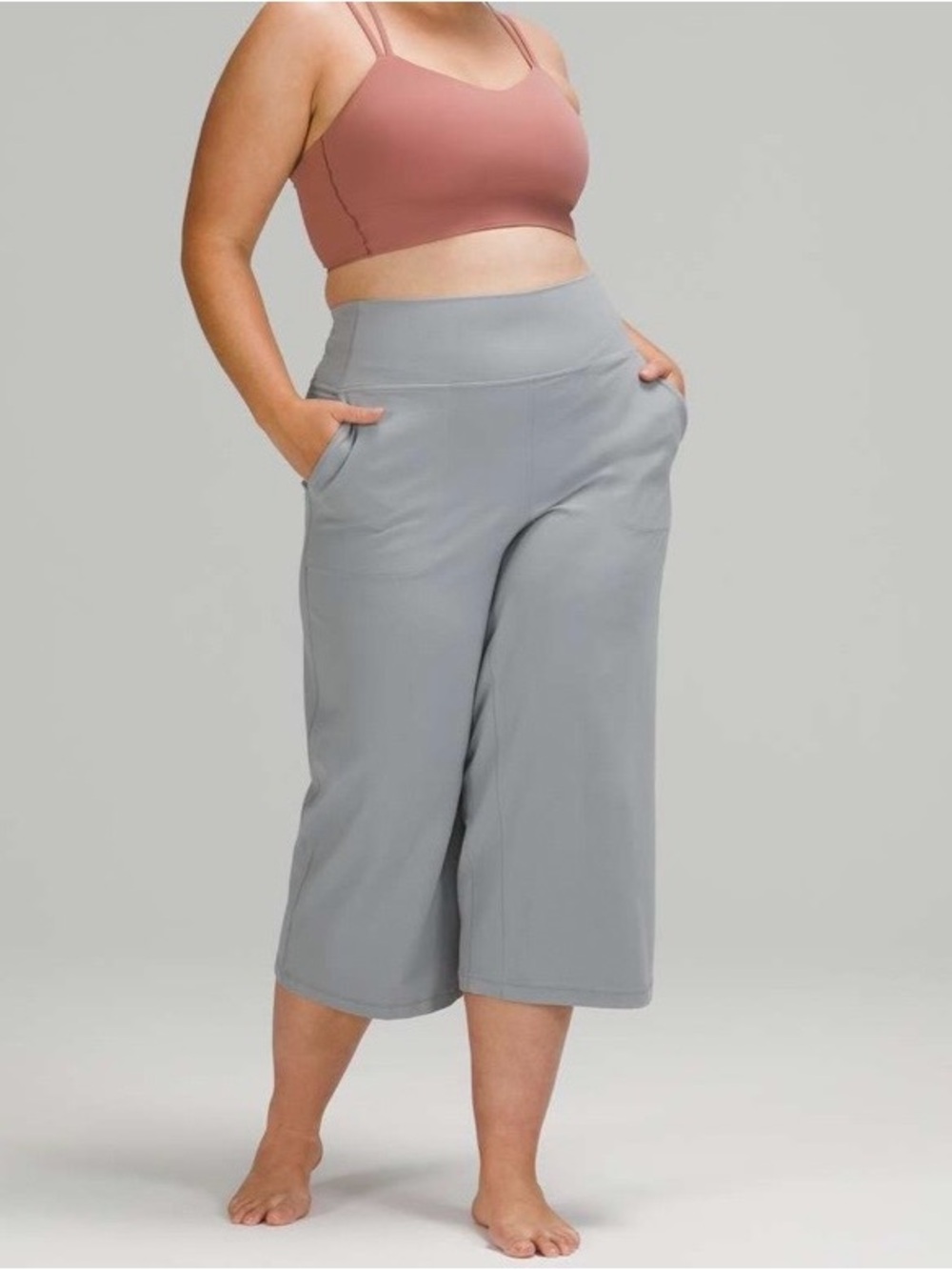 Lululemon Pants Align Wide Leg Super-High-
Rise Crop 23" Pants Grey size 12